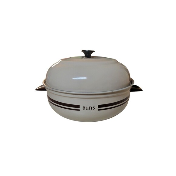 Vintage Mirro Bun Warmer Beige  Made in USA 2 Piece Set Pot Lid Retro Alum - Picture 4 of 10